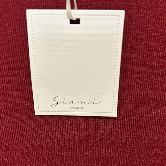 SIONI MILANO SWEATER WITH EMBELLISHMENTS ON THE SLEEVES MEDIUM CRIMSON WINE - Picture 4 of 7